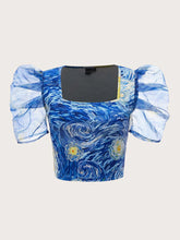 MOD Allover Print Puff Sleeve Blouse